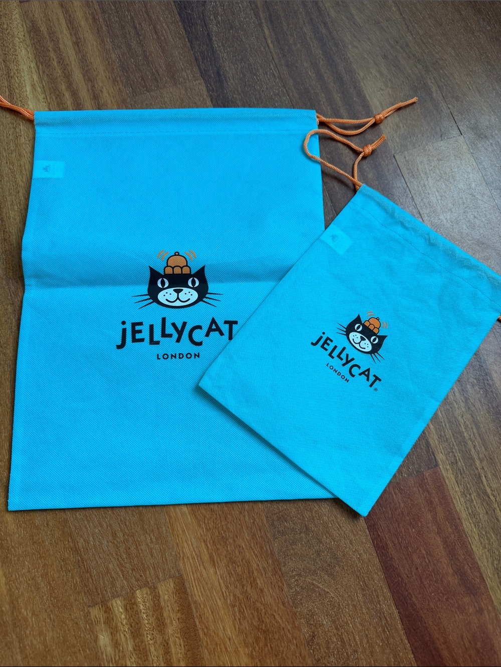 Jellycat Bright Turquoise Drawstring Pouches with Cat Logo